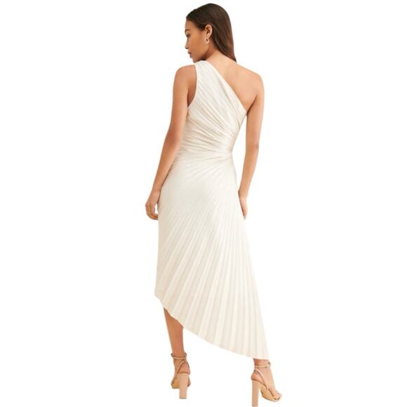 Anthropologie x Dress Forum Ivory One-Shoulder Pleated Cutout Dress* - Picture 5 of 9